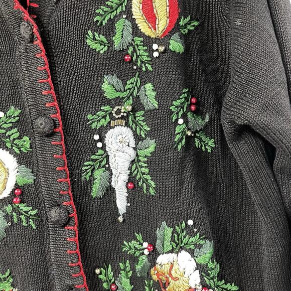 Not So Ugly Christmas Sweater BP Design Knit VTG Ornaments Holly Doll Rocking 🎠 - Picture 7 of 12